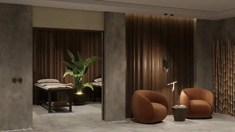 Elegant spa interior with massage bed and warm lighting at Siya Door Spa in Ranchi